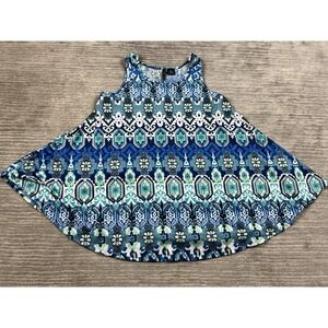 New Directions Top Womens Medium Blue Paisley Sleeveless Polyester Blend Casual